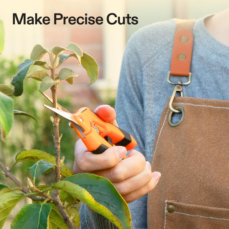 VIVOSUN 12-Pack 6.5 Inch Gardening Scissors Hand Pruner Pruning Shear with Straight Stainless Steel Blades Orange Orange Straight Blade