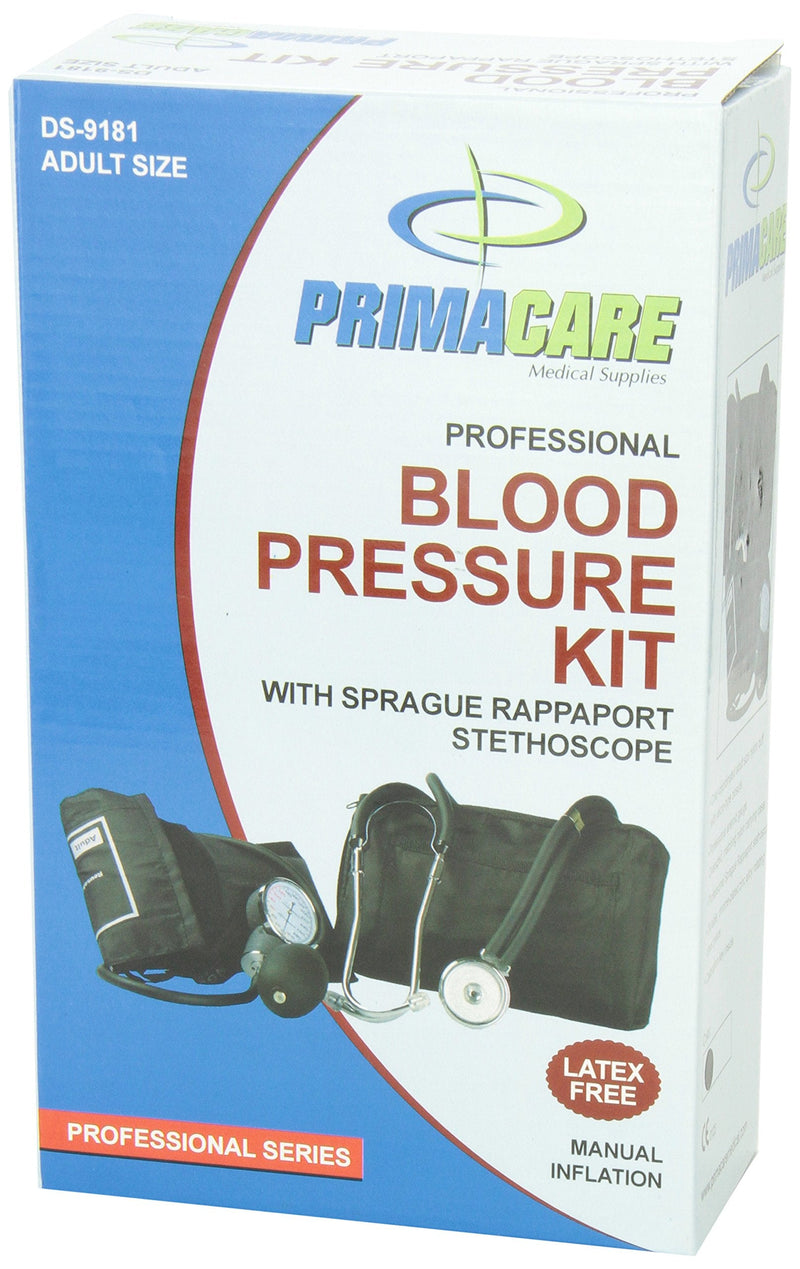 [Australia - AusPower] - Primacare DS-9181-BK Professional Aneroid Sphygmomanometer and Sprague Rappaport Stethoscope, Manual Blood Pressure Kit with Cuff and Carrying Case, Black 