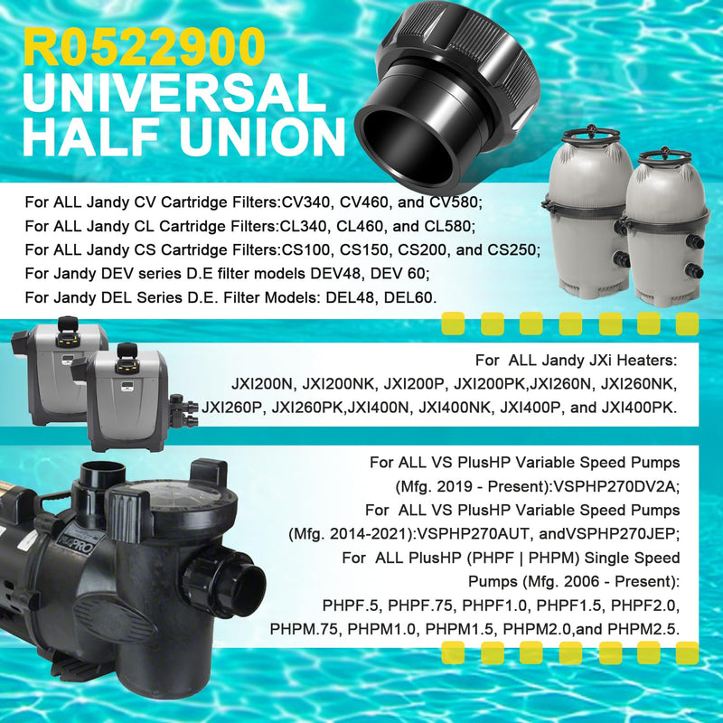 [Australia - AusPower] - R0522900 Universal Half Union Replacement Kit for Zodiac Jandy CV, CS, CL and DEV Series Pool and Spa Cartridge Filters 
