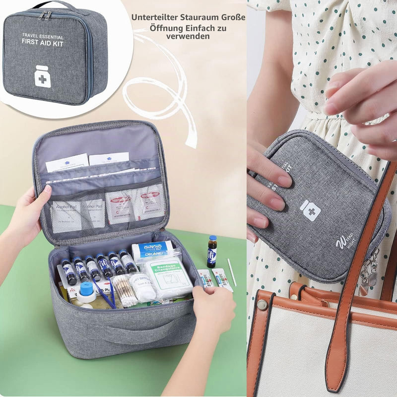 Medicine Bag Pack of 2, Large Capacity Emergency Bag, Home Travel (A) | Pack of 2 medicine bag, medicine bag, empty first aid bag, waterproof medicine storage bag for home Gray