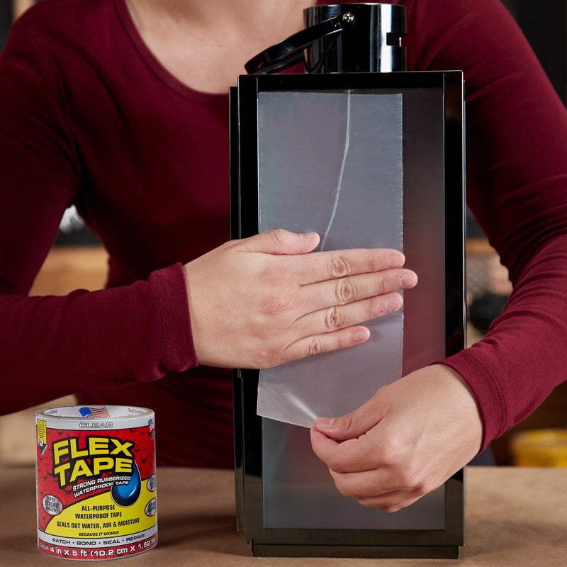 Flex Tape, Original Thick Flexible Rubberized Waterproof Tape - Seal and Patch Leaks, Works Underwater, Indoor Outdoor - Home RV Roof Plumbing and Pool Repairs, Clear, 4 in x 5 ft, Pack of 1 4 in x 5 ft (Pack of 1)