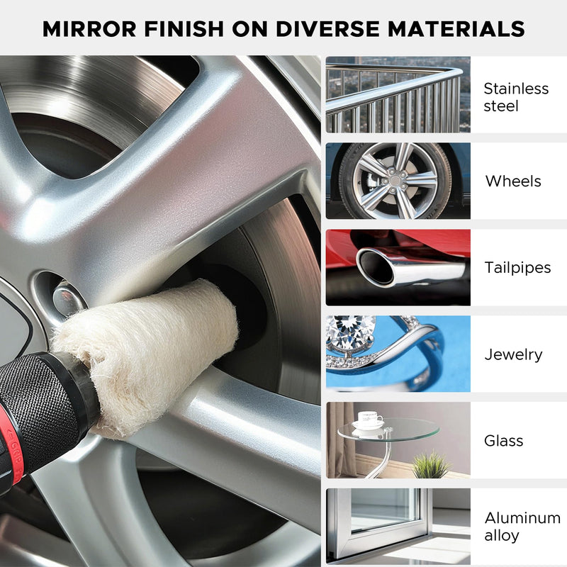 8PCS Buffing Wheels for Drill Kit, Polishing Wheel for Drill with 1/4" Shank, Mutil Shapes & Sizes for Car Motorcycle Wheel Headlight Rim, Stainless Steel Chrome Plastic Ceramic Glass Jewelry