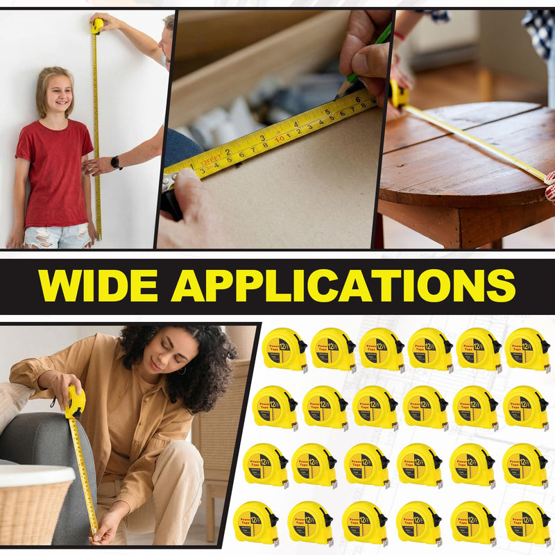 Xuhal 24 Pcs 12 ft Mini Tape Measure Retractable Bulk Small Measuring Tape Pocket Size Measurement Tool for Operation Christmas Items Party Favor Gift Stuffer for Men