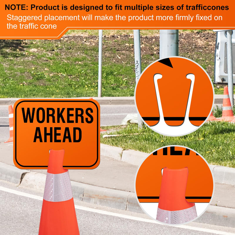 Geetery 6 Pcs Traffic Cone Arrow Signs 10.4"x 12.6" Reversible Orange Road Signs Bulk Road Closed Cone Top Traffic Warning Directional Left Right Arrows Sign for Outdoor Construction (Slow) Slow