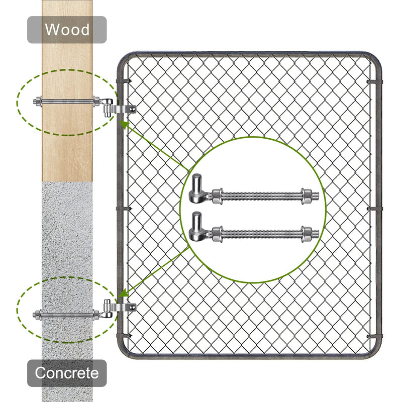 Insaga J Bolt Gate Hinge, 304 Stainless Steel Farm Gate Hinges, M12 x 8'' Gate Hinge Bolt 5/8'' for Chain Link Fence/Farm/Wooden Fence/Driveway, Supports up to 500lbs, 2pcs M12-8''-2PCS
