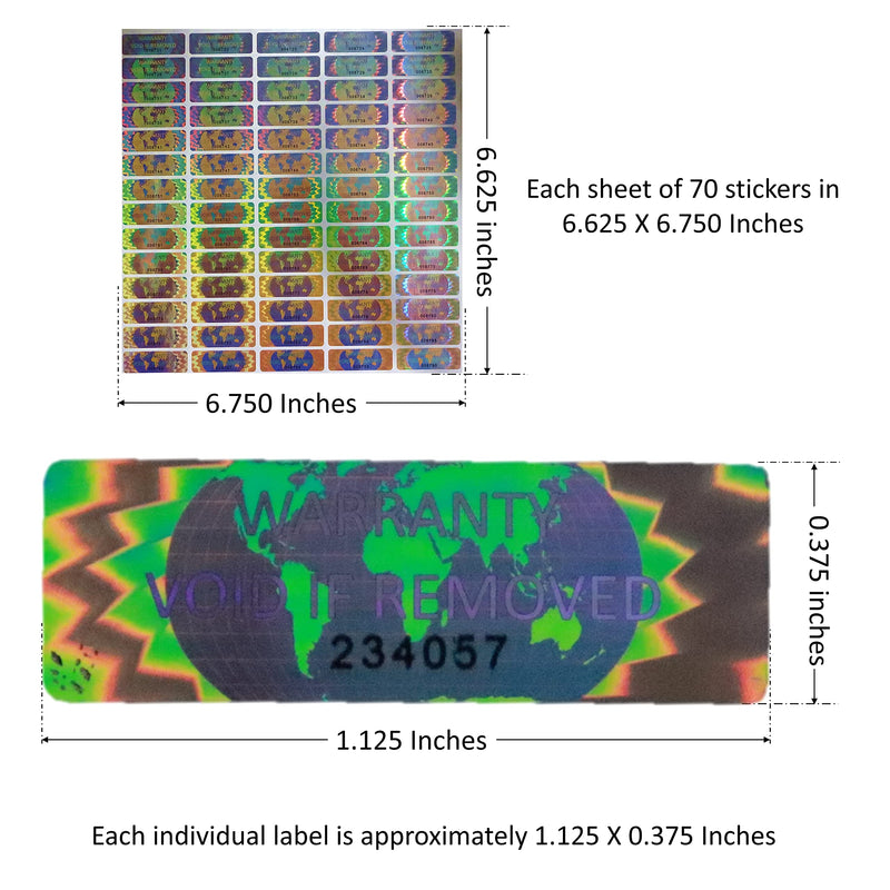 350 Hologram Tamper Evident, Tamper Proof Stickers. Warranty Void If Removed. Individual Serial Numbers. Tamper Foil Tape Labels. Destroyed Upon Removal with Residual Text Left on Item. (350 Sticker) 350 Sticker