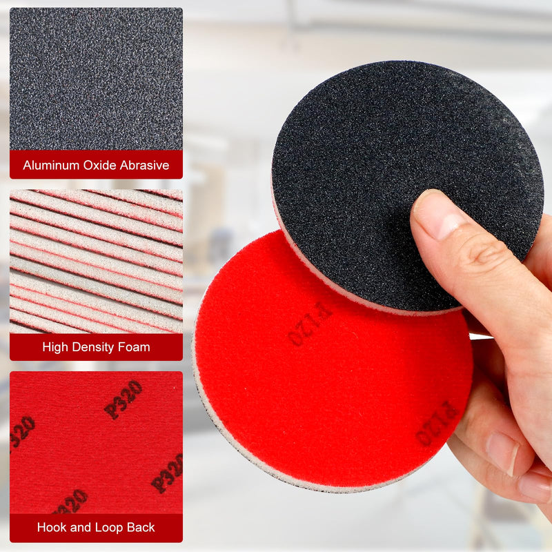 Pack of 48 Sandpaper 75 mm Sanding Pads Velcro 80-3000 Grit Wet Dry Sandpaper, Sanding Sponge Coarse to Fine, Professional Sanding Pads for Metal, Wood, Paint, Car Body Repair Mixed 75mm