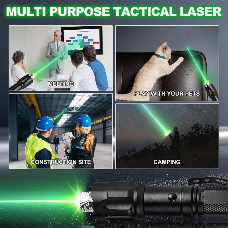 Green Laser Pointer High Power, Green Laser Pointer Indicator Light, Long Range Pointer for Hiking, USB Charge