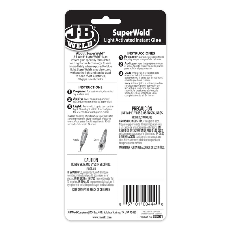 [Australia - AusPower] - J-B Weld Light-Activated Superglue, Clear, 5g, 2-Pack 