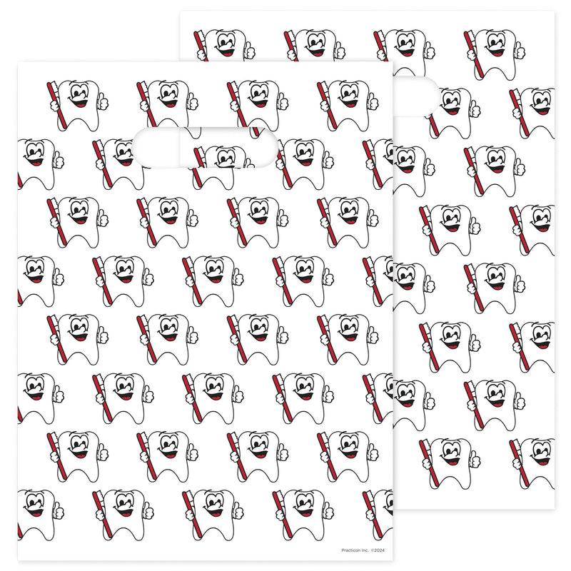 [Australia - AusPower] - Tootie Tooth Scatter Print Dental Giveaway Bags, 9" x 12", 100 Pack 