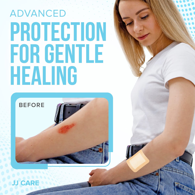 [Australia - AusPower] - JJ CARE Silicone Foam Dressing 3x3 [Pack of 10], Silicone Bandages for Wounds, Waterproof Wound Dressing with Adhesive Border, Absorbent Bed Sore Bandages for Wound Care 3" x 3" (Pack 10) 