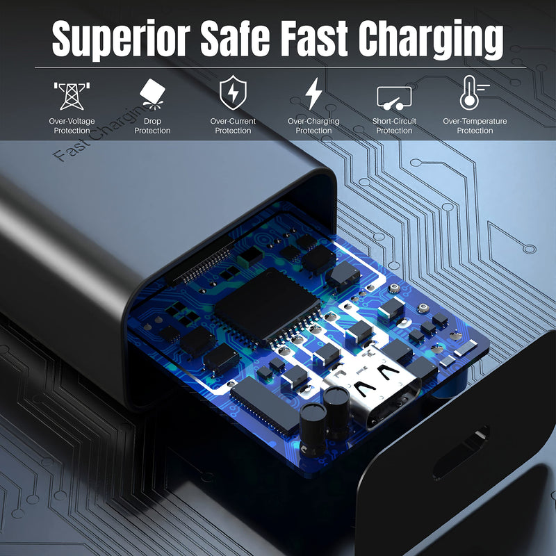 [Australia - AusPower] - Super Fast Charger 25 Watt, for Samsung Charger, USB C Charger Android Phone Type C Charging Cable Cord 6ft for Galaxy S24/S24 Plus/S24 Ultra/S23/S22/S21/S20/Note 20/Z Fold 3/4/5/Tablet/Watch-2Pack Black 6 FT 