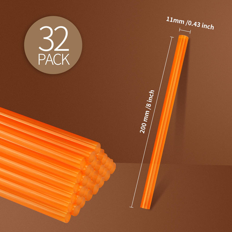 [Australia - AusPower] - MATUFF Yellow High Viscosity Hot Glue Sticks, 32 pcs, 0.43' Dia x 8' Long, for DIY, Arts, Crafts, Repairs Full Size 0.43" x 8" inch 