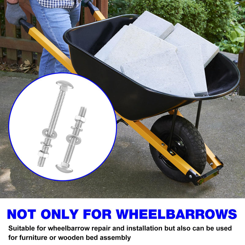 [Australia - AusPower] - Wheelbarrow Carriage Bolts and Nuts Kit for 304 Stainless Nuts and Bolts, 4", 3", 2-1/2" and 1" Wheelbarrow Parts, Wheel Barrow Handles - 12 Pack 