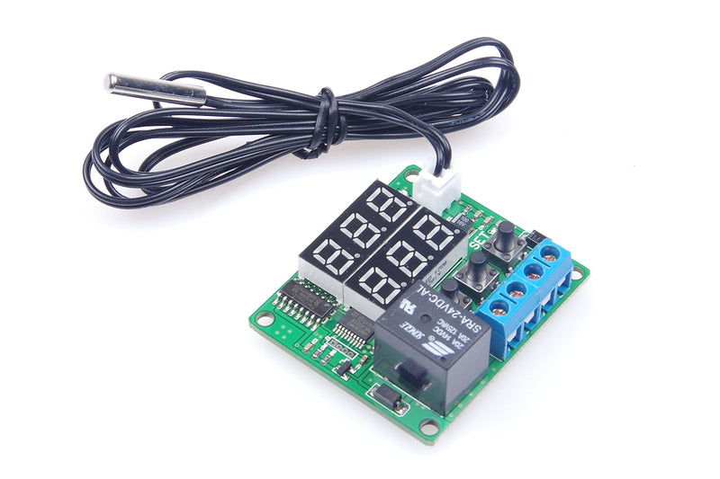[Australia - AusPower] - DC 24V Digital Thermostat Module -58℉ to 257℉ Fahrenheit Temp Display Temperature Controller Board with 20A Relay Waterproof Sensor Probe Dual LED Display Red Blue 