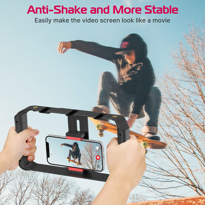 [Australia - AusPower] - ULANZI U Rig Pro Smartphone Video Rig, Filmmaking Vlogging Case, Phone Video Stabilizer Grip Tripod Mount for Videomaker Film-Maker Video-grapher with Cold Shoe Mount for iPhone Samsung and More Black 
