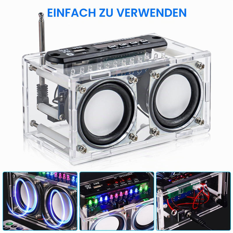 Heemol DIY Speaker Kit, Bluetooth Amplifier & Soldering Kit for Radio 87.5-108 MHz with LCD Display, Spectrum Display and Remote Control Soldering Exercise for Electronics
