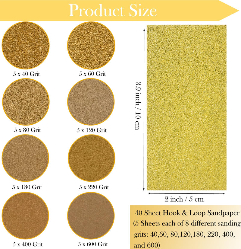 [Australia - AusPower] - Total 56 PCS Hand Sanding Block Set- 16 PCS Contoured Profile Sander Block + 40 Sheet Sandpaper Kit - Interchangeable Assorted Convex & Concave Shapes for Moldings,Woodworking, Auto Paint and Crafts 