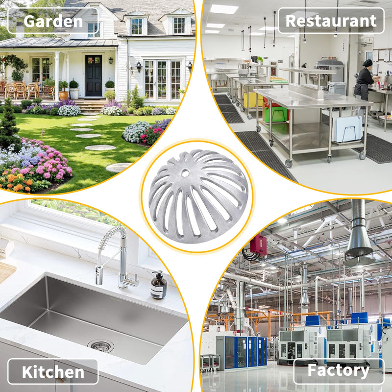Aluminum Floor Drain Cover, Heavy Duty Dome Cover 5-1/2" (3pc) | Commercial Floor Drain Strainer, Preventing Leaves from Clogging the Drain,Fits Restaurant/Home/Garden,Drainage,Resists Rust Gray*3