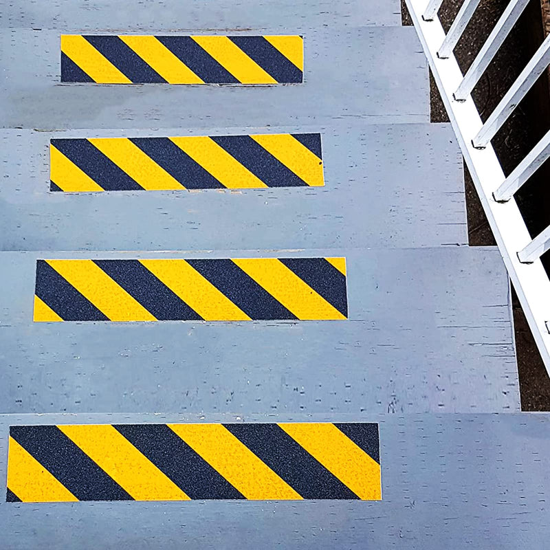 4" X 16.4ft Grip Tape, Non Slip Safety Anti Slip Tape for Stairs Steps Black/Yellow Non Skid Tread High Traction Friction/Strong Grip Abrasive Adhesive Hazard Caution Tape 4 Inch X 16.4ft