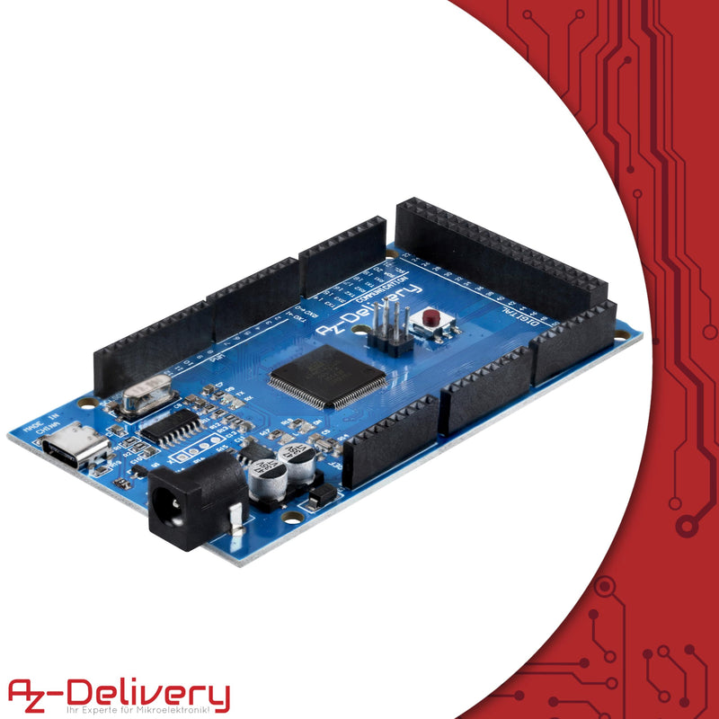 AZDelivery 1 x AZ-MEGA2560 Board Microcontroller with USB-C Connection Development Board Compatible with Arduino Includes E-Book 1x