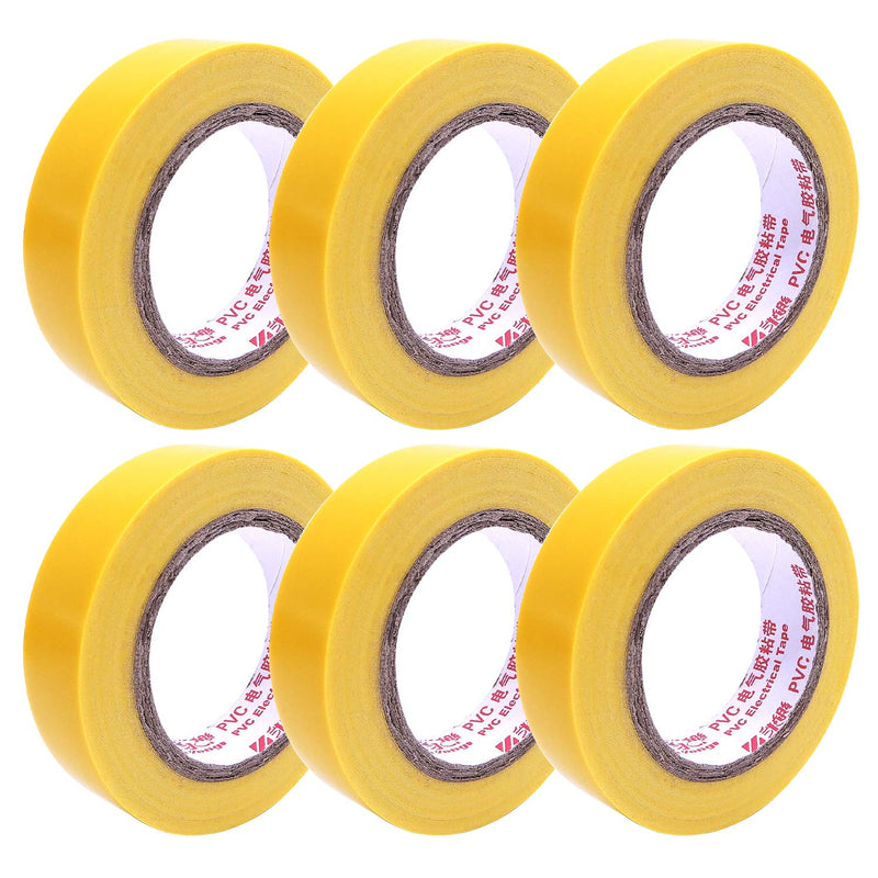 Viaky 6 Pack Electrical Tape Each Roll 0.6" x 50' High End Industrial Grade - Rated to 176 Degrees & 600 Volts - Vinyl Insulating Backing - Perfect for Electric Wiring Projects (6 Yellow) 6 yellow