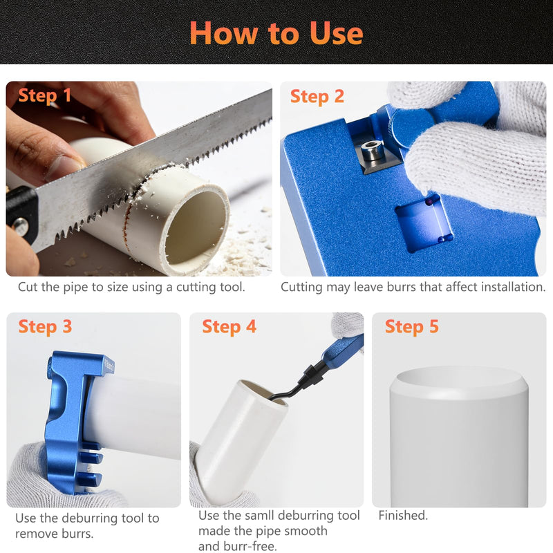 [Australia - AusPower] - 9-in-1 PVC Pipe Deburring Tool, Adjustable Chamfer Tool 0.5"–4", PVC Pipe Reamer, Plastic Pipe Deburr Tool for PVC CPVC ABS PP PE, Plumbing Chamfer Reamer Tool Set (Blue) Blue 
