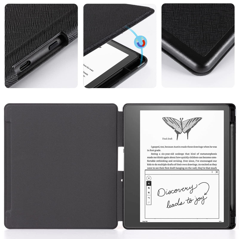 [Australia - AusPower] - CoBak Case for Kindle Scribe - All New PU Leather Cover with Auto Sleep Wake Feature for Kindle Scribe 10.2" 2022 Released with Pen Holder Black 