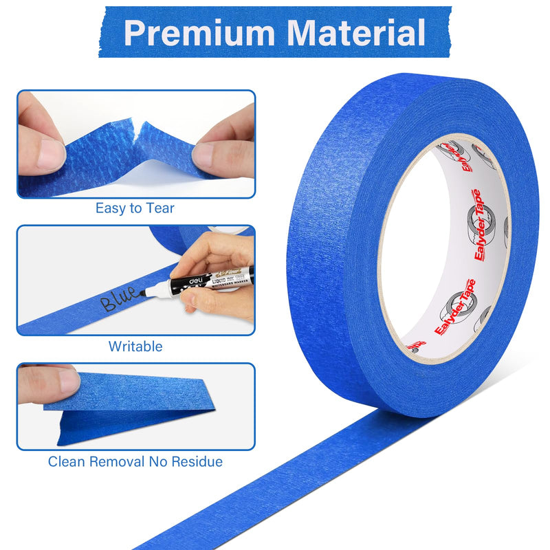 6 Rolls Blue Painters Tape, Premium Masking Tape, Paint Tape for Multi-Purpose, Painting, DIY Crafts (0.94-Inch x 60-Yard) Protects Surfaces, Easy Removal, Total 360 Yds 6 Rolls, 60YD x 0.94IN, Blue
