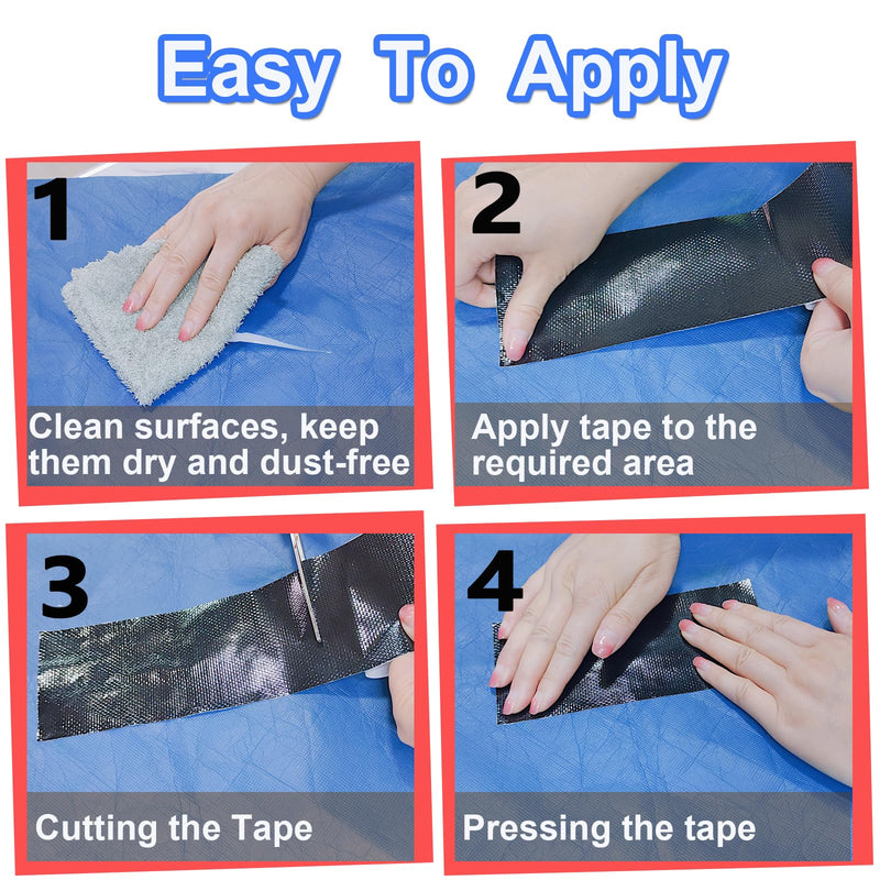 WENSSKKU RV Awning Repair Tape Heavy Duty,Outdoor Repair Tape for Tarp,Canvas,Tent,Boat Covers,Sail Tape,Tear Repair Patch Kit,UVproof,Waterproof,Black