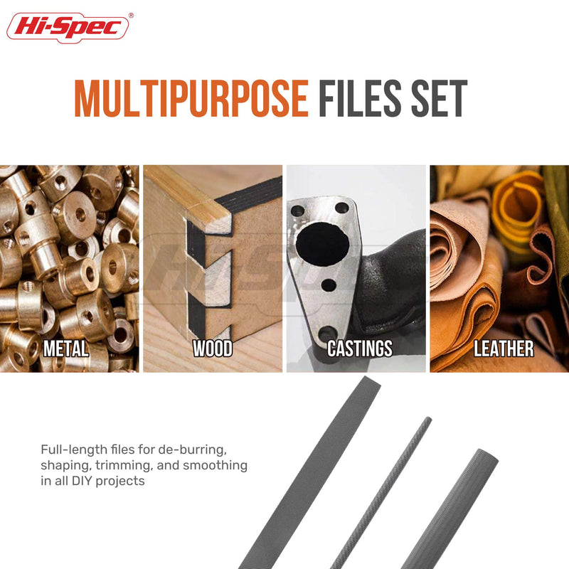 [Australia - AusPower] - Hi-Spec 3pc Metal Hand File Tool Set Kit. Large Steel Files. Flat, Round & Half-Round for Crafts, Metal & Wood Work 3 pieces 