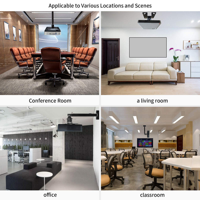 [Australia - AusPower] - Projector Mount Wall or Ceiling Projection Mount Bracket with Adjustable Height and Extendable Arms Mount for Home and Office Projector 