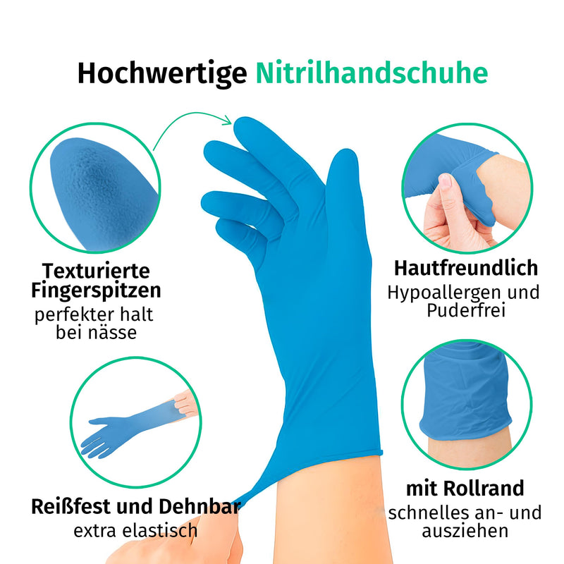 Nitrile Gloves Box of 200 Disposable Examination Gloves (S, Nitrile Blue), Powder-Free, Non-Sterile, Latex-Free, Blue Sma | Puderfreie Einmalhandschuhe für Tattoo, Werkstatt, Küche, Reinigung und Haushalt; vielseitig für Gewerbe und Alltag
