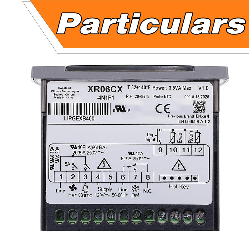 [Australia - AusPower] - for Dixell XR06CX-4N1F1 Temperature Controller with Temperature Sensing Probe, Digital Thermostat Controller for 120V 50-60hz Commercial Refrigerators/Freezer 