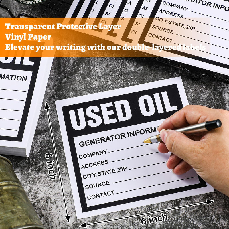 [Australia - AusPower] - Harloon 100 Pack Adhesive-Poly Vinyl Hazardous Waste Label 6 x 6 Inches Used Oil Label, Black and White Hazardous Material Stickers for Industrial, Chemical Safety Compliance(Information Style) Information Style 