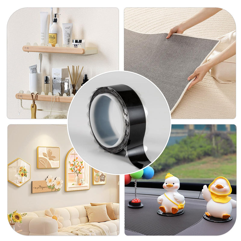 zvp Double Sided Nano Tape, Removable Heavy Duty Mounting Foam Tape, Adhesive Tape for Wall, Carpet, Poster and Picture Hanging Strips (Black, 1.15 * 197 in) Black 1.15*197 IN