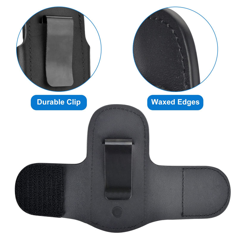 [Australia - AusPower] - Stethoscope Holder with Genuine Leather for Littmann, Most Stethoscope, Stethoscope Holder Hip Clip Holster Accessories for Scrubs for Physicians Students Nurses EMT Right-hand (Black) Black 