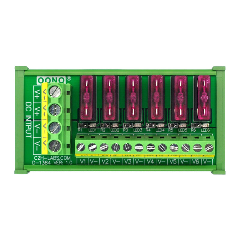 DC Power Fuse Distribution Strip Module (6 Position, DIN Rail Mount) 6 Position