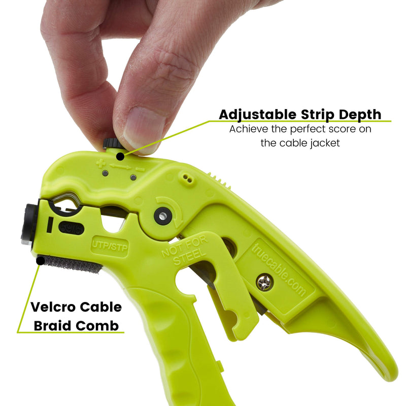 [Australia - AusPower] - trueCABLE Wire Stripping and Cutting Tool for UTP, FTP, STP, Cat5e, Cat6, Cat6A Ethernet, RG59, RG6, RG7, RG11 Coax Cable, Adjustable Blade Depth 1 