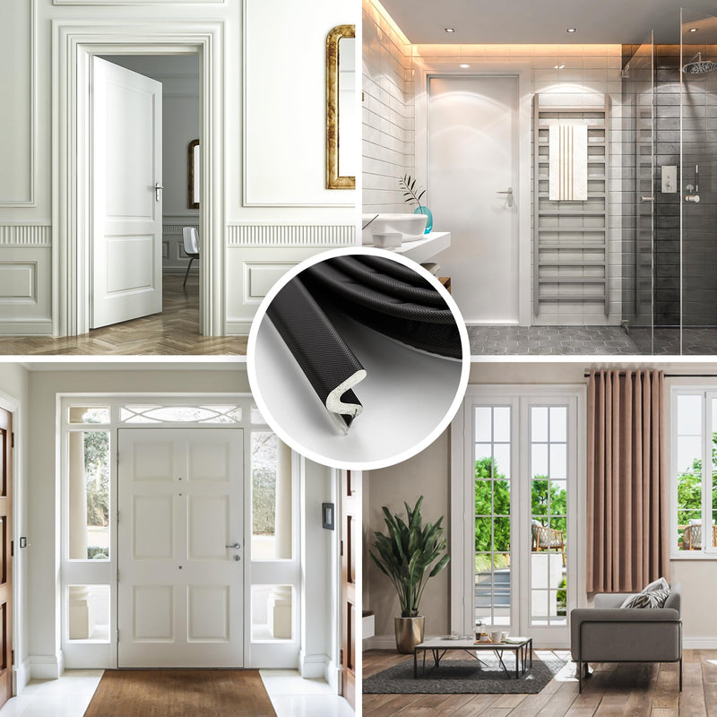 [Australia - AusPower] - Soundproof Weather Stripping Door Seal for Large Gaps - Easy Install Black Foam Strip, 26 ft 26FT 