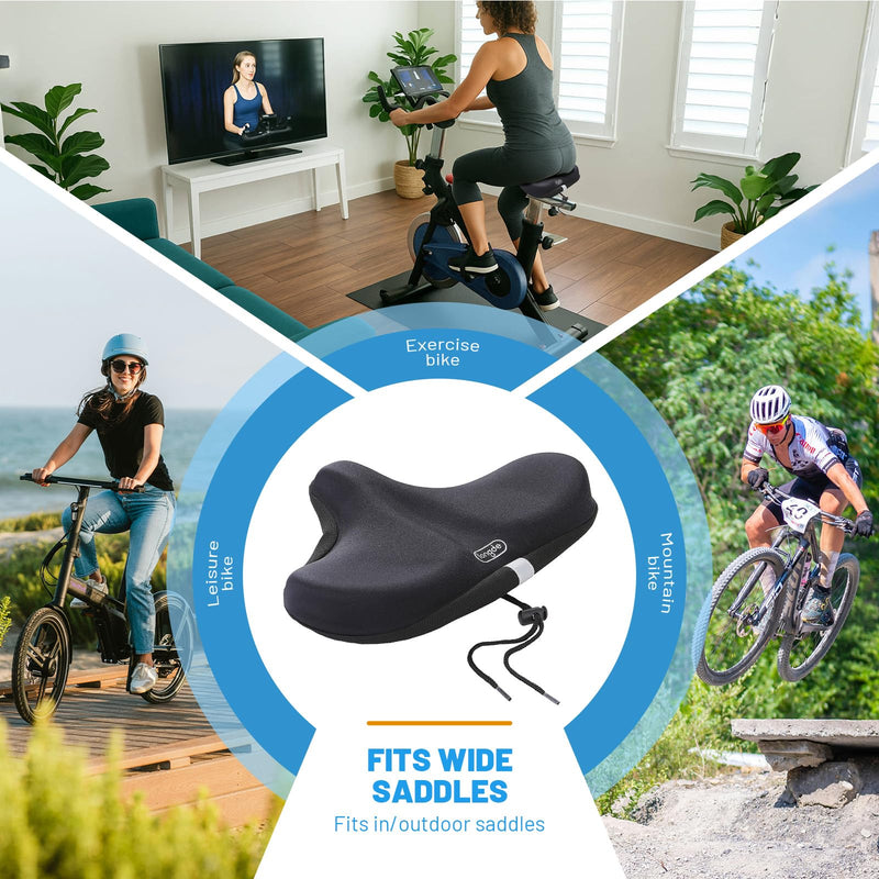 [Australia - AusPower] - Wide Bike Seat Cover – 13.5” x 10.5” Gel Padded Bicycle Cushion for YLG Saddle – Anti-Slip, Medium Firm Support for Indoor & Outdoor Riding 