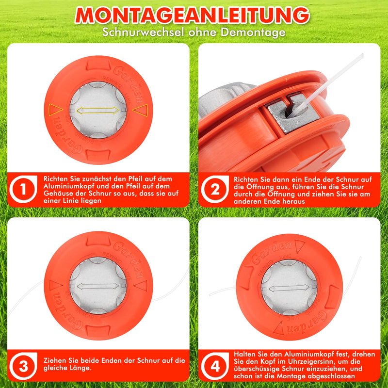 Universal Grass Trimmer Head M10 x 1.25, Automatic Thread Trimmer Head, Brush Cutter with M10 Thread for Lawn Care, Grass Trimmer Accessories