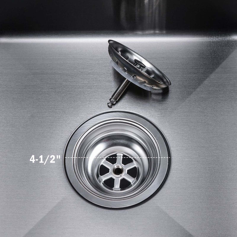 3-1/2'' ﻿Kitchen Sink Drain Kit Sink Drain Basket Sink Drain Assembly 304 Stainless Steel Sink Strainer Basket Stopper for Home Standard Kitchen Sinks （Tailpiece Included） Gray+1