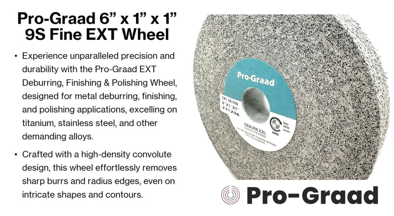 [Australia - AusPower] - EXT Deburring Wheel - 6" x 1" x 1" 9S Fine Grit - Silicon Carbide - Metal Deburring, Finishing and Polishing Wheel – Excels on Titanium, Stainless & Tough Alloys - Convolute - (1 Pack) 