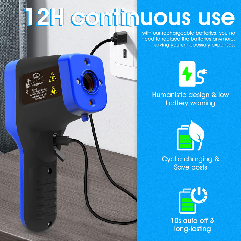 [Australia - AusPower] - AIOMEST Pyrometer AI-1600APP, -58℉~2912℉ High Temp Thermometer Gun D:S=30:1 Dual Laser Industrial ir Thermometer Gun w/Touch Buttons, Rechargeable Can be Connected to Phone APP (NOT for Human Temp) 