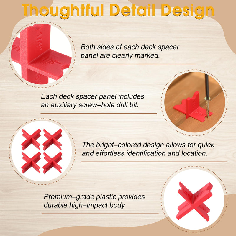 [Australia - AusPower] - Saillong 4 Pack Deck Spacers with 4 Thicknesses 1/16", 1/8", 3/16", 1/4", Durable PC Plastic Deck Board Jig Spacers Clamp, Decking Spacing Tool for Pressure Treated Lumber, Composite PVC Board 