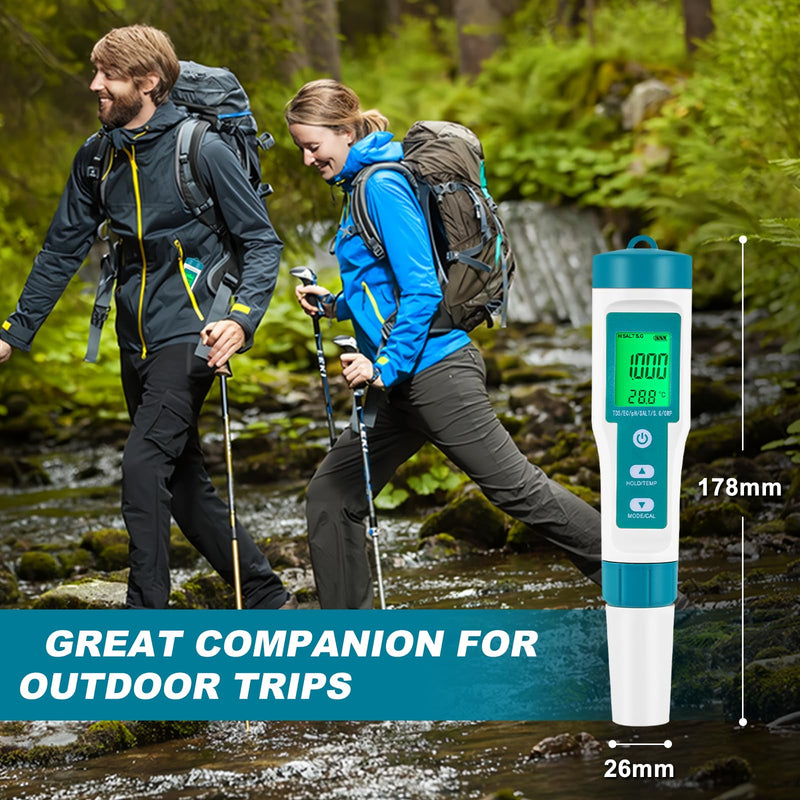 [Australia - AusPower] - PH Meter Water Quality Tester 8 in 1 TDS Meter PH/TDS/EC/ORP/S G/Salinity/ H2/ Temp Meter for Drinking Water, Pools, Hydroponics, Sea Water, Liquid Fertilizer 