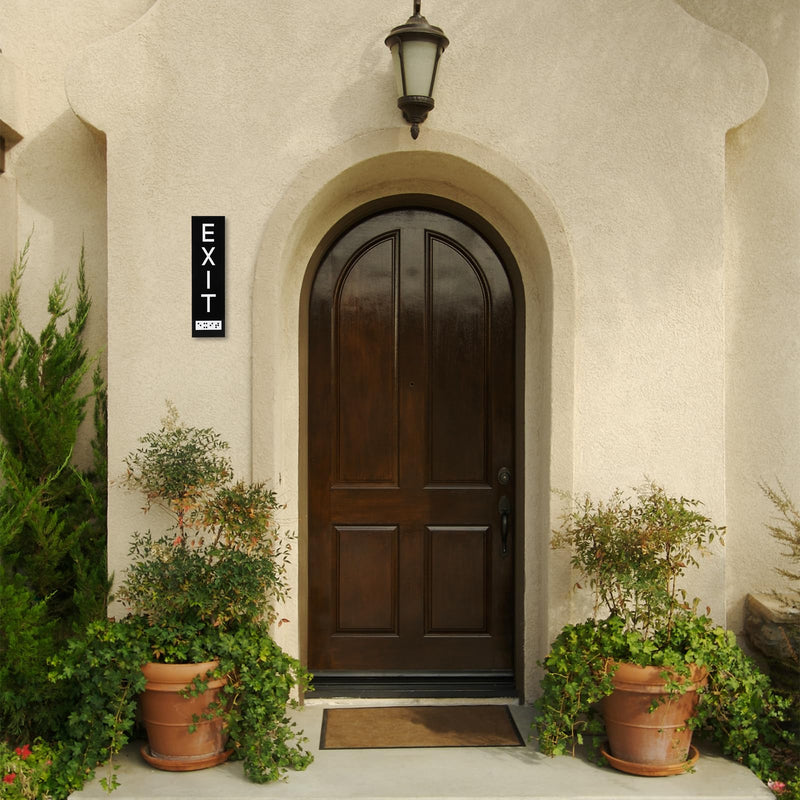 [Australia - AusPower] - 4pcs Vertical Exit Sign with Braille, 7x2 Inch Acrylic Exit Signs for Business Ada with Mounting Adhesive Strip Raised Letters ADA Exit Sign for Indoor Outdoor Use 