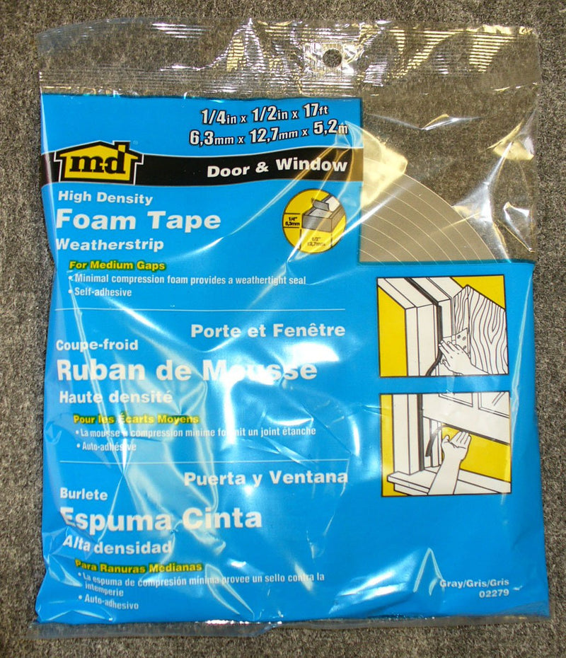 [Australia - AusPower] - Weather Proof Closed Cell PVC Foam Tape MD Building Products 02279 Gray 1/4" x 1/2" x 17' 