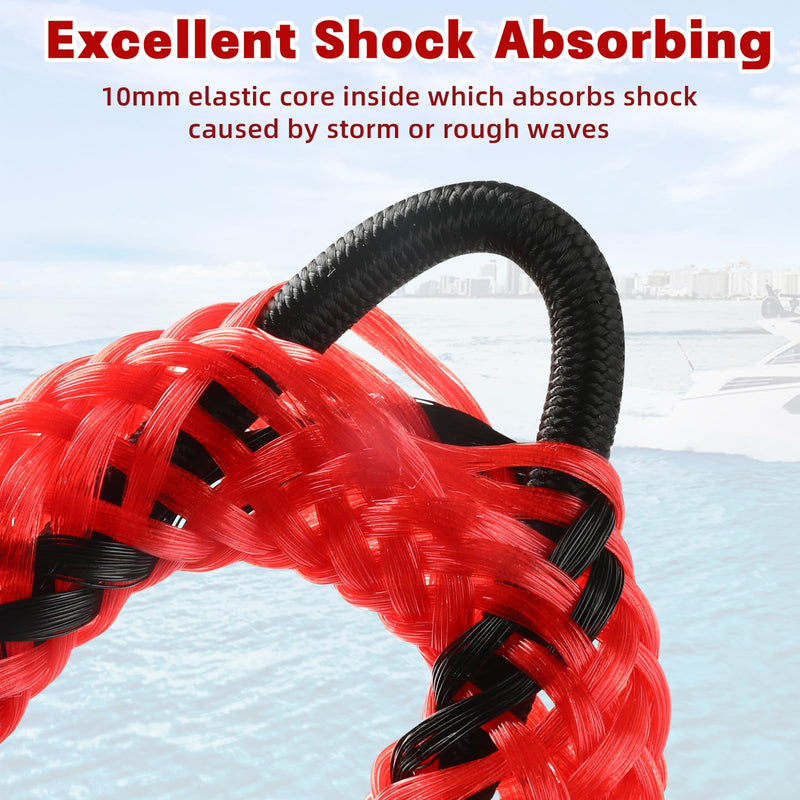 Bungee Dock Line for Boats 4FT, Stretchable Boat Dock Lines with Built-in Bungee Cord & Foam Floats, Quick Dock Rope for Jet Ski Pontoon Kayak PWC,Boat Docking Line (Blue White 2P) Blue White 2p 1